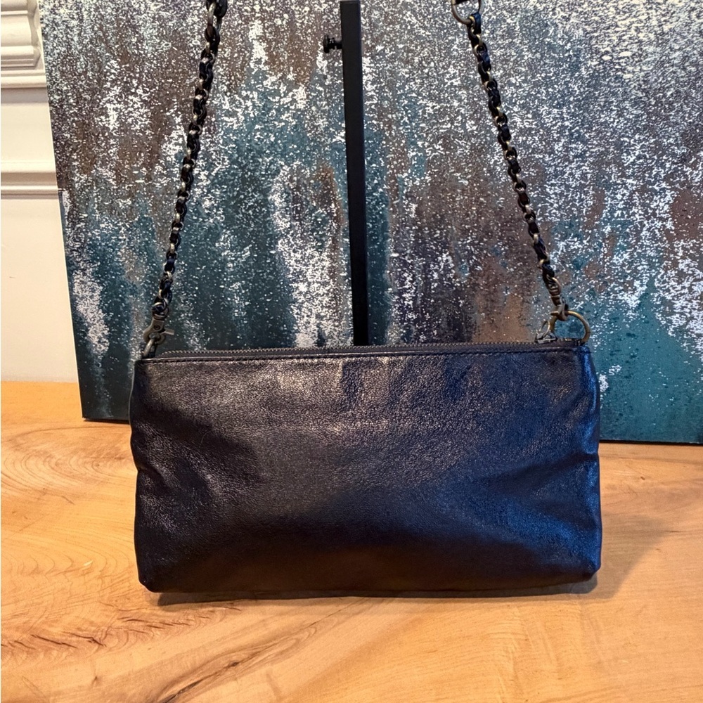 Elliott Lucca Black Leather Chain Strap Crossbody Bag - Picture 9 of 16